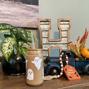 Ghost glass can cup for Halloween